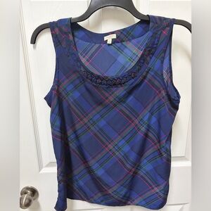 Talbots Blue and Pink Plaid Tank Top